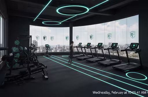 A picture of a mixture of running machines and weights